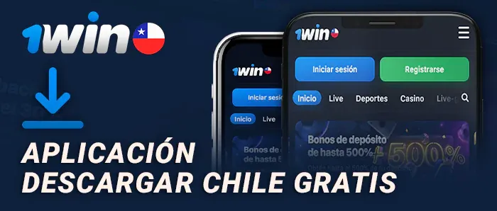 Aplicación de 1win para Chile con la sección de bonos